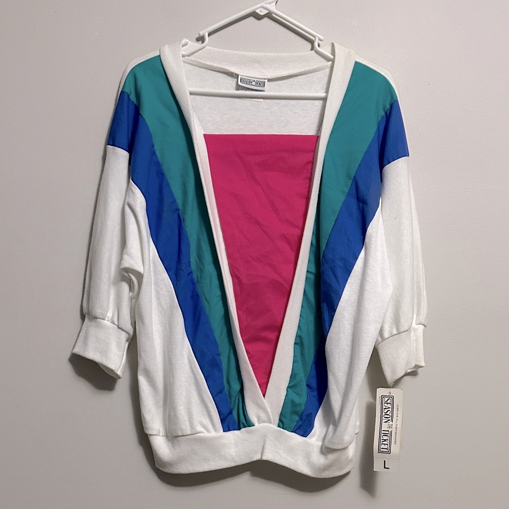 The Season Ticket Vintage Colorblock Large Sweater Top Deadstock Retro